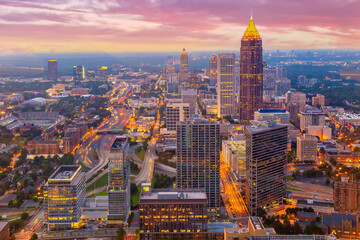 Fototapeta Downtown Atlanta center area skyline cityscape of  USA obraz