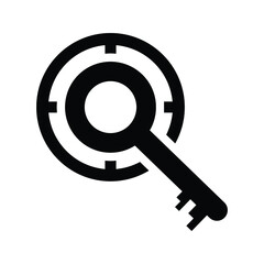 Key wording, target icon. Black vector graphics.