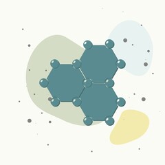 Fototapeta premium Vector image of a molecule. Icon of molecular research in chemistry and medicine on multicolored background.