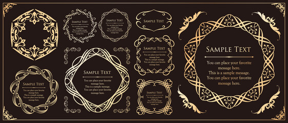 アンティークなフレームデザイン。高級感のある枠と線。バロック調。ロココ調。ビンテージ感のあるデザインエレメント。