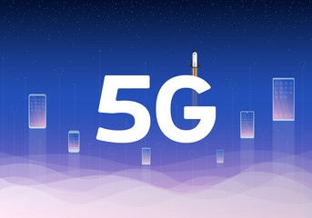 5g network technology illustration with space background