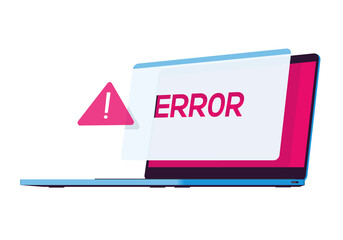 Laptop with error message isolated