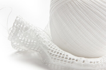 white lace yarn and lace