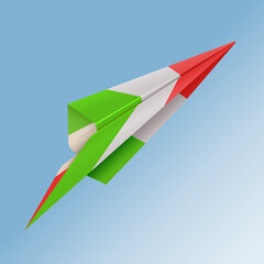 paper airplane with the flag of the country