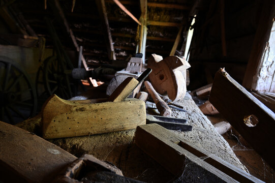 antique joinery workshop still life