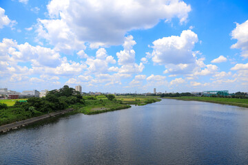 Fototapeta na wymiar river and clouds