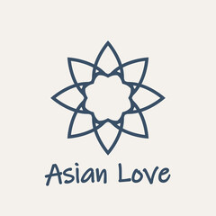 Mosaic arabic linear ornament. Vector geometric star emblem for ornamental design or logos. Asian love symbol