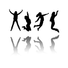 black four jumping girls and shadows