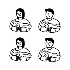 赤ちゃんを抱っこするイラスト素材