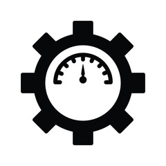 Seo, dashboard, speed icon. Black vector graphics.