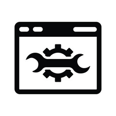 Setting, webpage icon. Black vector graphics.