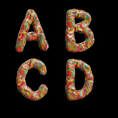 Oil paint multicolor splotchy alphabet - letters A-D