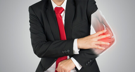 business man feel elbow muscle pain