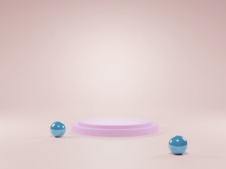 Abstract background or Scene geometry shape podium with blue ball for product display, 3D render workout.