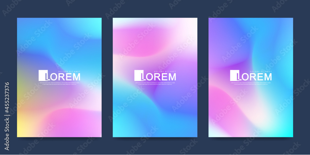 Poster trendy abstract mockup pastel colorful gradient art holographic templates in a4 size. suitable for p