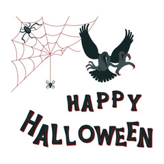 Happy Halloween poster isolated on white background.