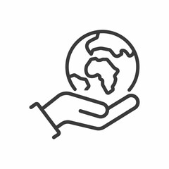 One hand holds the planet, icon.