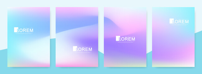 Trendy abstract mockup pastel colorful gradient art holographic templates in A4 size. Suitable for posts, banners design and layout design template for brochure. Vector fashion backgrounds.