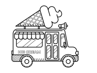 Ice cream van coloring page for kids - 455239196