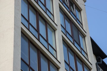 Modern European residential apartment buildings quarter. architecture, fragment of modern urban geometry.