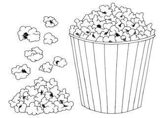 Popcorn graphic black white isolated set sketch illustration vector
