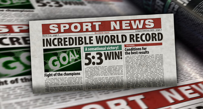 Sport news competition record retro newspaper illustration