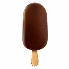 Ice cream bar with chocolate coating. Chocolate ice cream on a stick, popsicle, isolated on white background, realistic 3D vector illustration.