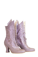 Vintage ladies high heels boot isolated on a white background