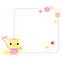 秋のキツネアイコン　フレーム＋装飾付