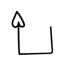black square arrow with a heart-tipped arrow. doodle vector element. hand drawing
