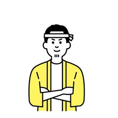 大工さんのイラスト上半身　黄色2色