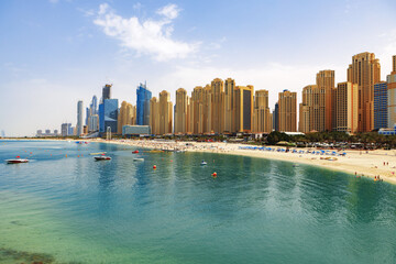 Obraz na płótnie Canvas Panorama of the beach at Jumeirah Beach Residence, Dubai