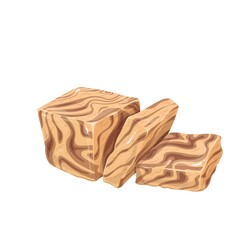 Halva with tahini and cocoa. Turkish delight vector illustration.