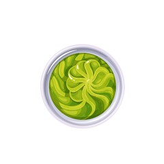 Wasabi sauce in bowl. Colored illustration of wasabi top view.