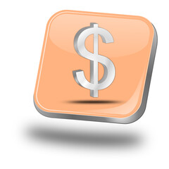 Button with Dollar sign - 3D illustration