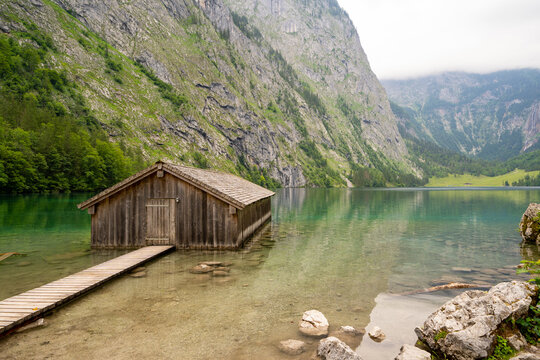K&ouml;nigssee Boot Berge Bayern Deutschland Wald H&uuml;tte Christlieger Malerwinkel Kirche St.Bartholom&auml;