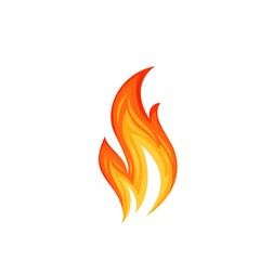 Fire flame. Hot flaming element. Bonfire decorative element. Red and orange blaze vector illustration.