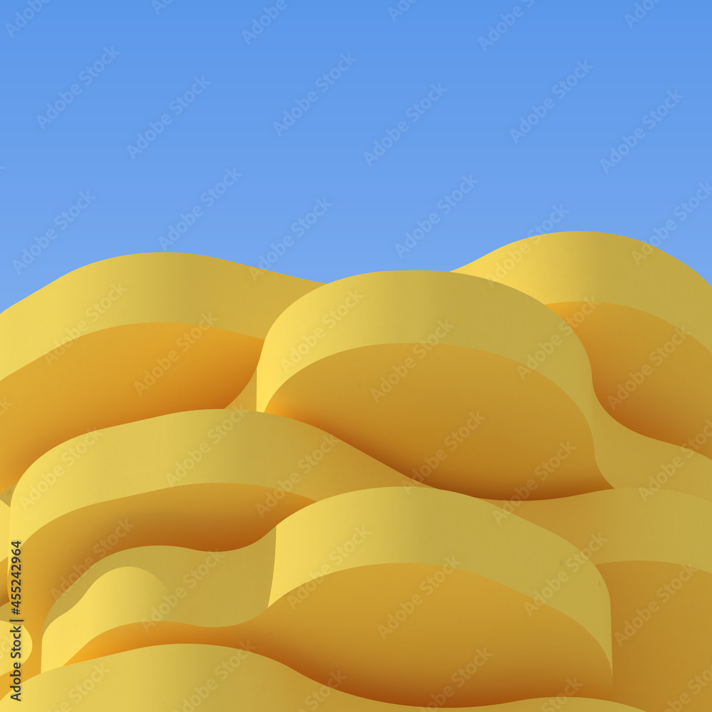 Fototapete abstract yellow circular architecture, concave and convex, curve building. 3d rendering.