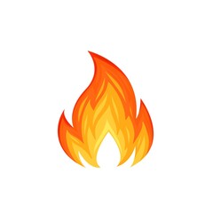 Fire flame. Hot flaming element. Bonfire decorative element. Red and orange blaze vector illustration.