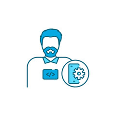 Mobile app developer color line icon.