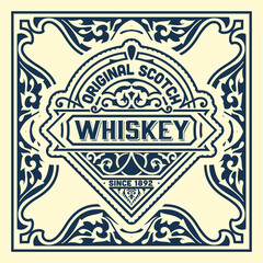 Whiskey label with old frames