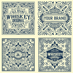 Set of 4 vintage labels for packing