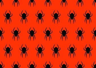 Black spiders background.  Vector illustration. Follow other spiders patterns in my collection.