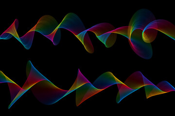 Abstract colorful wavy stripes. Digital illustration