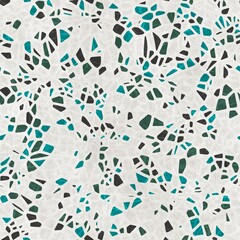 Seamless terrazzo pattern for surface design and print. High quality confetti illustration. Trendy rock and mineral composite mosaic composition in repeat. Textile print in light colors.