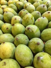 Pile of ripe and jumbo sized mangoes.
