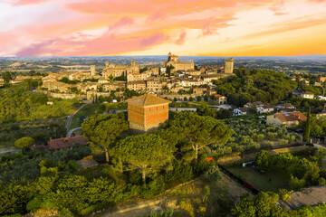 Lucignano town in Tuscany from above - 455246783