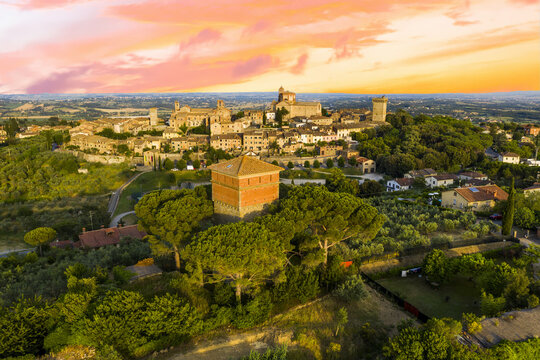 Lucignano town in Tuscany from above