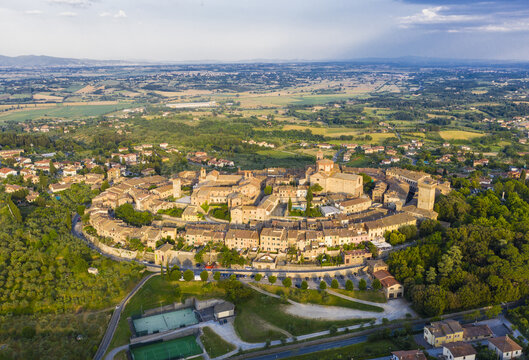 Lucignano town in Tuscany from above