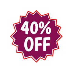 Special 40 percent offer sale tag star for sales and promotion isolated 3d. Discount icon or sticker coffee color and white. Business Advertising